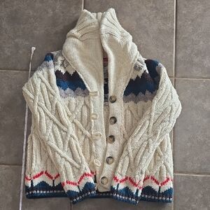 Cozy Cream Chunky Wool Knit Cardigan with Button Front